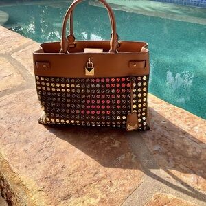 MICHAEL Michael Kors Brown Tote with Gold  Accents